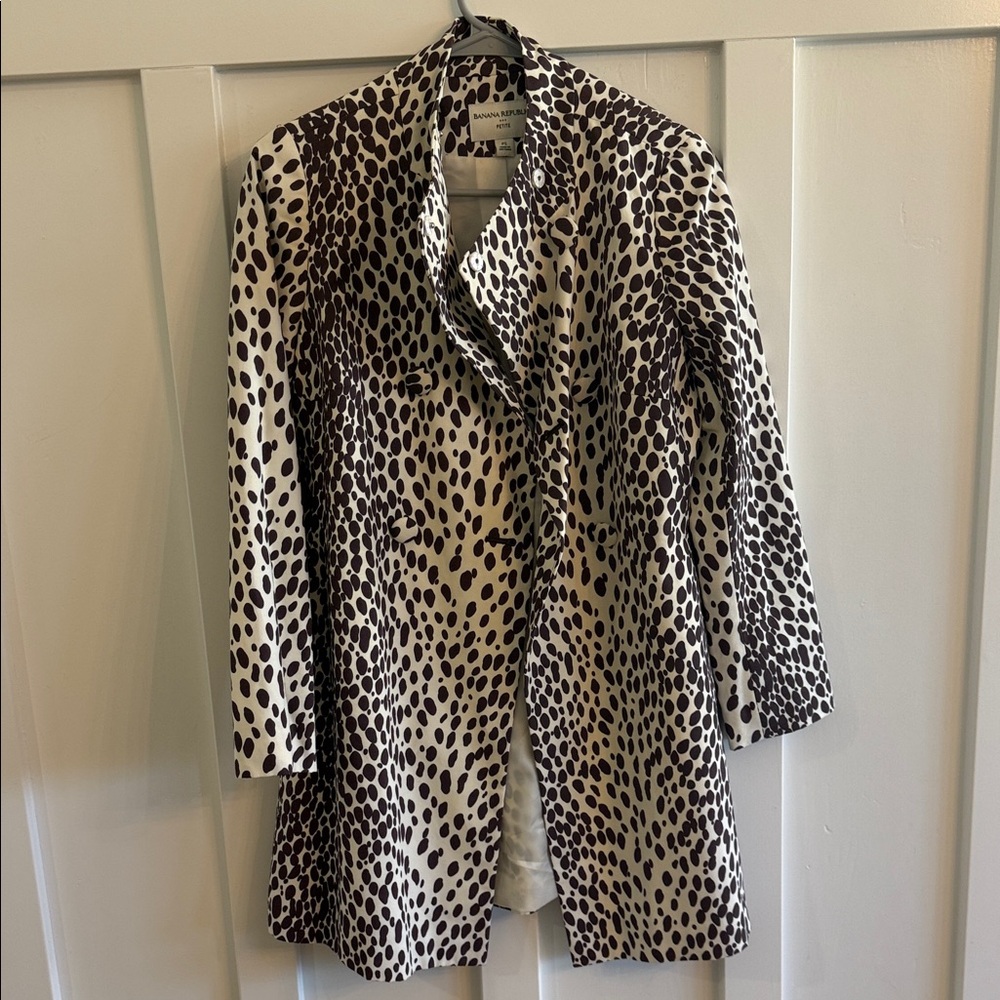 Banana Republic Brown and White Animal Print Trench Coat